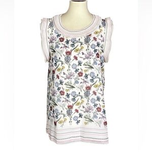 Max Studio floral chiffon top with pleated neck Size Large